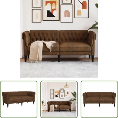 Produktbild von The Living Store Chesterfield-Sofa 2-Sitzer Braun Stoff