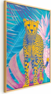 Produktbild von Posterpapier Poster - Exotic Leopard - colorful portrait of a cheetah against tropical leaves 40x60 cm Tiere g-C-10182-ao-a