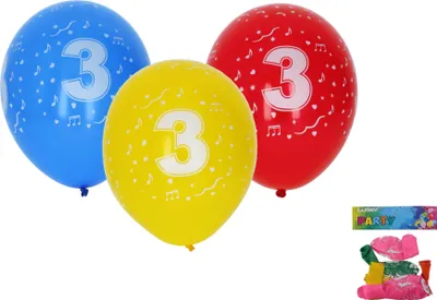 Obrázok produktu pre Nafukovací balón 30 cm - sada 5 balónov s číslom 3