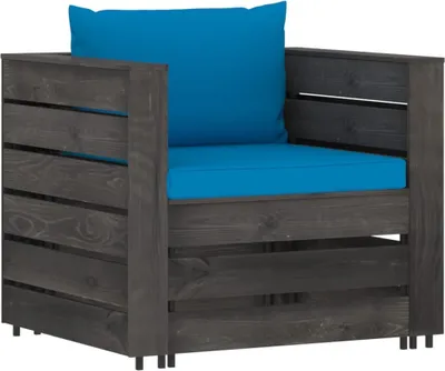 Produktbild von vidaXL 2-tlg. Garten-Lounge-Set mit Kissen Grau Imprägniertes Holz