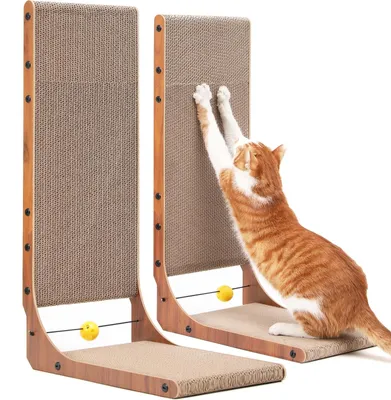 Produktbild von Kratzbaum Kratzsäule Kratzwand - 68 cm L-förmig - 2 Stück - Haselnuss - Für Katzen