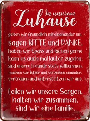 Produktbild von vianmo Blechschild 40x30 cm Zuhause sind wir eine Familie Spruch Zitat