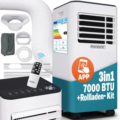 Produktbild von MONZANA® lokale Klimaanlage MZKA2000 WIFI App Mobil Abluftschlauch 7000BTU 3in1 24h Timer 25qm Fernbedienung Luftentfeuchter Rollladenkit Klimagerät