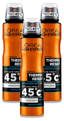 Image de 3 x Déodorant spray L'Oréal Men Expert Thermic Resist - 150 ml - Pack avantage - 3 pièces