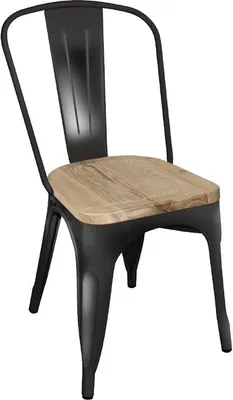 Produktbild von Bolero Bistro Beistellstuhl Schwarz mit Holzsitzauflage (4 Stück)