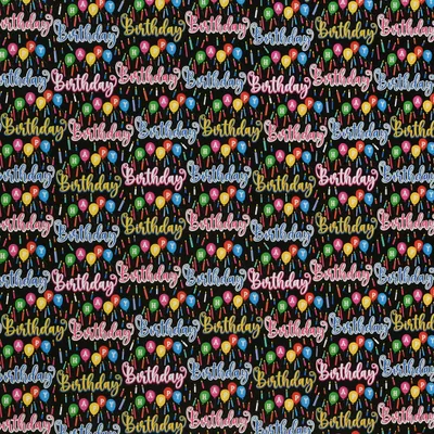 Produktbild von Geschenkpapier Happy Birthday Motiv 70cm x 2m Rolle Schwarz / Bunt