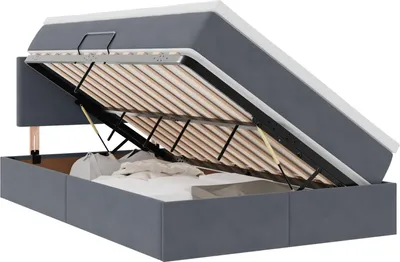 Image de Lit de Rangement avec matelas Gris foncé 120 x 200 cm Velours