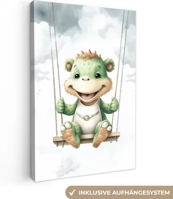 Produktbild von MuchoWow® - Leinwandbilder - Drache - Tierbaby - Kinder, Wandbild, Wanddeko Bilder Wohnzimmer, 20x30 cm
