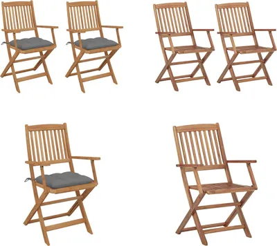 Immagine prodotto di vidaXL Sedie da giardino pieghevoli 2 pezzi con cuscino in legno massiccio di acacia - sedia da giardino - sedie da giardino - poltrona da giardino - sedia pieghevole