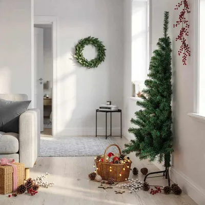 Immagine prodotto di vidaXL Albero di Natale artificiale a metà albero con supporto, verde, 150 cm, PVC