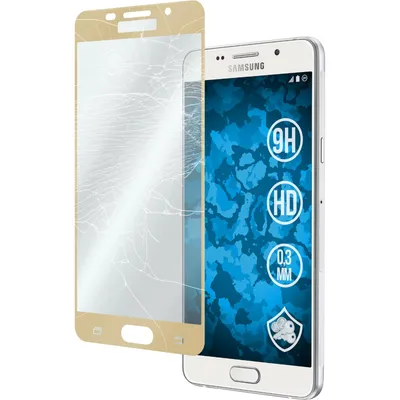 Produktbild von 1er-Pack PhoneNatic Glas-Folie klar full-screen gold kompatibel mit Samsung Galaxy A5 (2016) A510 - Panzerglas für Galaxy A5 (2016) A510