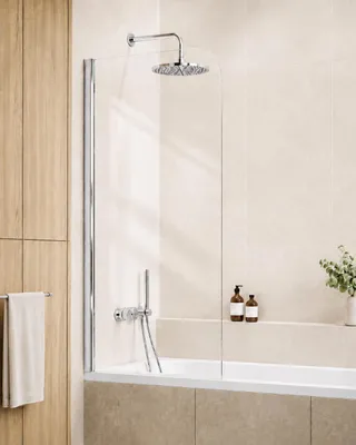 Obrázok produktu pre Badplaats Vaňová Zástena Torino 60 x 140 cm - Chróm - Otočná Zástena 5 mm - Bezpečnostné Sklo a Antikalk, productTiles.product.images.aiGenerated