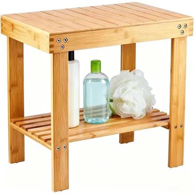 Obrázok produktu pre Bambusová toaletná stolička s podnožkou a odkladacím priestorom, s protišmykovou úpravou, prírodná farba, rozmer 44x28x40 cm