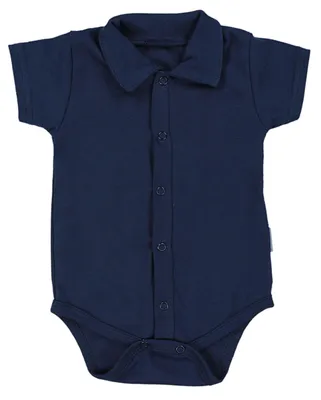 Produktbild von TupTam Baby Jungen Langarm oder Kurzarm Body mit Kragen  e Materialen , Farbe: Kurzarm Dunkelblau, Größe: 86