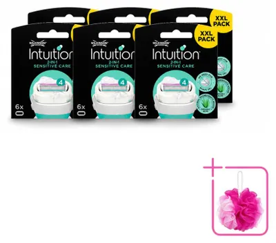 Imagen del producto de 6 hojas de repuesto Wilkinson Intuition Sensitive Care, diseñadas para pieles sensibles, en un paquete económico. (6 unidades)