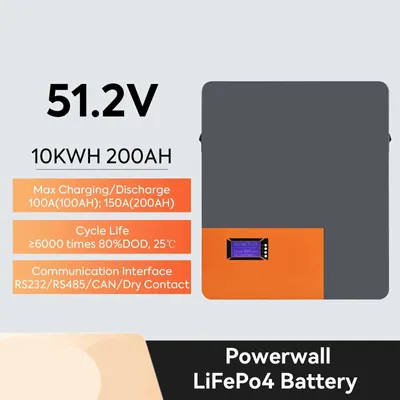 Productafbeelding van 51,2V LiFePO4 Powerwall Batterij - Lithium Accu - Energiesysteem Batterij - Opslagbatterij - 200Ah (2 Stuks)