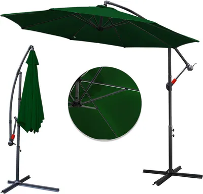 Produktbild von Fiqops 3.5m Sonnenschirm Gartenschirm Balkonschirm UV40+ Ampelschirm，Grün
