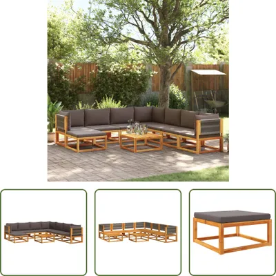 Produktbild von The Living Store 9-tlg. Garten-Sofagarnitur mit Kissen Massivholz Akazie