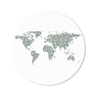 Produktbild von MuchoWow® Mauspad Mousepad Weltkarte - Blätter - Weiß 50x50 cm - Mousepads - Maus Mat - Pad - Mausunterlage - Vinyl