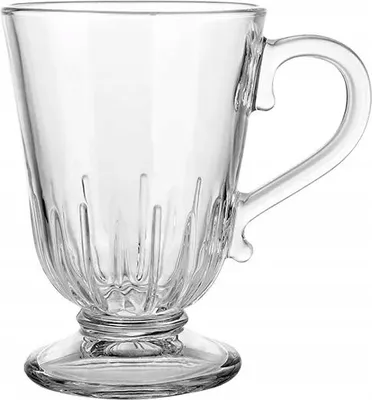 Produktbild von Glas-Lattebecher mit Fuß und Henkel, 320 ml, transparent, spülmaschinenfest