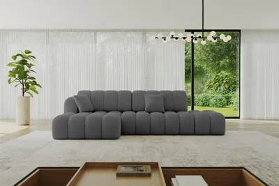 Produktbild von ALTDECOR Ecksofa mit Schlaffunktion und Bettkasten OLEA-L2-S - 321x164x75cm Grau - Corner Sofa Eckcouch Couch L-Form, links/rechts angeordnet Schlafcouch Ausziehbar Wohnlandschaft