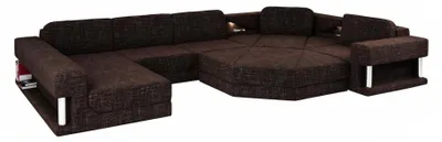 Produktbild von Design Ecksofa U-form Bettfunktion Couch Textil Sofas Schlafsofa Leder Stoff Neu