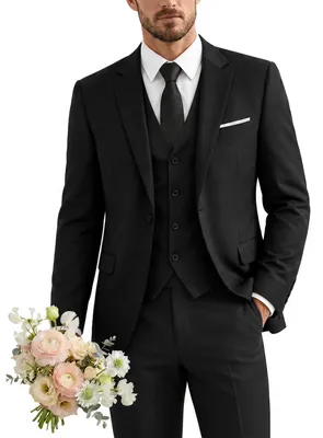Immagine prodotto di Completo da uomo YND composto da giacca e pantaloni, con taglio slim fit che valorizza la figura, giacca monopetto. Set completo