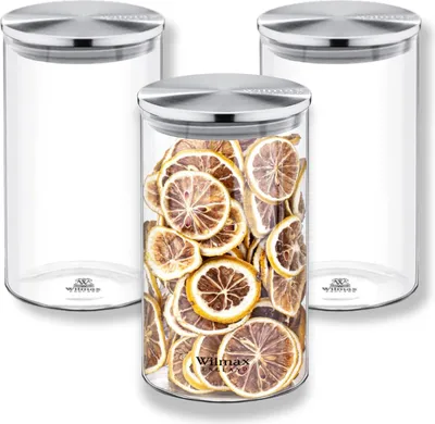 Image de Lot de 3 bocaux de conservation Wilmax 1100 ml avec couvercle en acier inoxydable WL-888515/A3