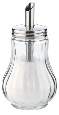 Zuckerstreuer aus Glas und Edelstahl 150 ml mit Deckel