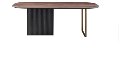 Produktbild von Brauner Holztisch Designer Esszimmer Möbel Halbrunder Edler Esstisch
