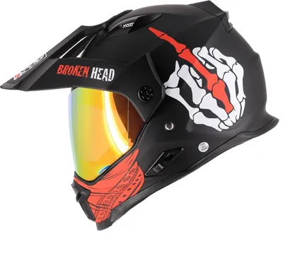 Produktbild von Motorradhelm Broken Head Endurohelm Street Rebel Rot + Rot Verspiegeltem Visier Größe: S (55-56 cm)