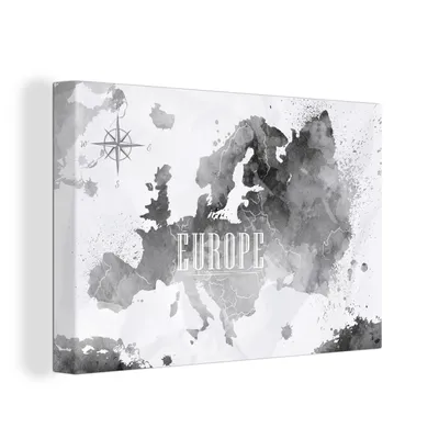 Obrázek produktu pro OneMillionCanvasses® Malba na plátně Nástěnná malba na plátně - Akvarel - Mapa světa - Černá - 150x100cm