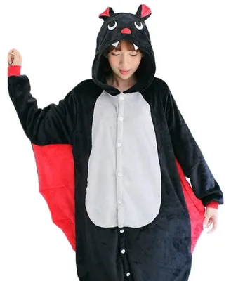 Produktbild von Kigurumi Onesie-Pyjama Fledermaus Kuscheliges Kostüm Fledermaus Schwarz S