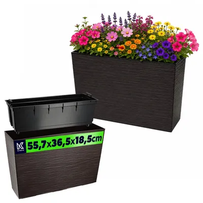 Zdjęcie produktu dla KADAX Doniczka Donica Ogrodowa Na Kwiaty Kwietnik Wysoka + Wkład 19x56cm mokka