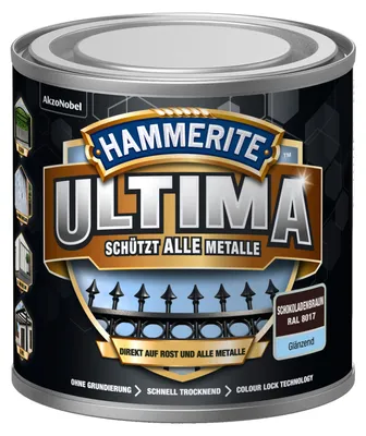 Produktbild von Hammerite 5379704, Fertig gemischt, Schokoladenbraun, ≈10, Pinsel, Farbroller, 0.25 l, 30 °C