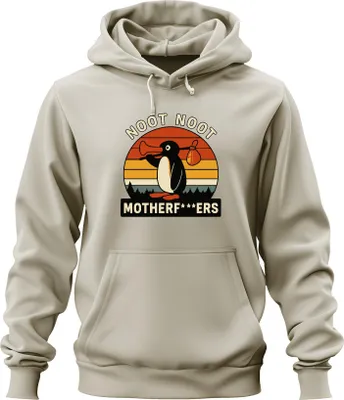 Produktbild von Noot Noot Motherf***ers Retro Pinguin Sonnenuntergang Vintage Uni Hoodie Kapuzenpullover, Natur, XL