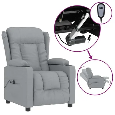 Image de Fauteuil inclinable électrique Gris clair Tissu