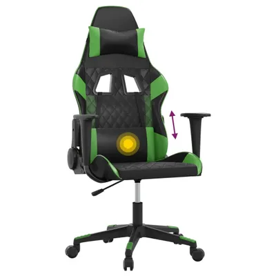 Produktbild von vidaXL Gaming-Stuhl mit Massagefunktion Schwarz und Grün Kunstleder