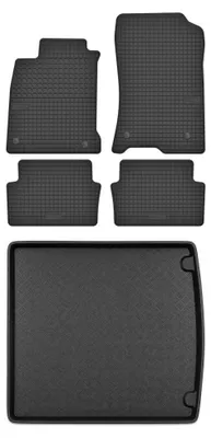 Image de Tapis en caoutchouc + bac de coffre pour Renault Laguna III 2007-2015 (break) – 5 pièces, noirs, sur mesure