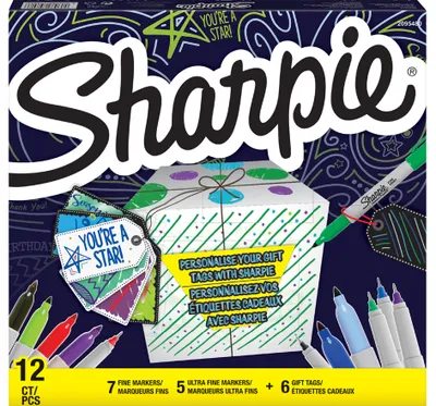 Productafbeelding van Sharpie 2079808, permanente stift, fijne punt, verpakking van 12, "Gift Tags" serie