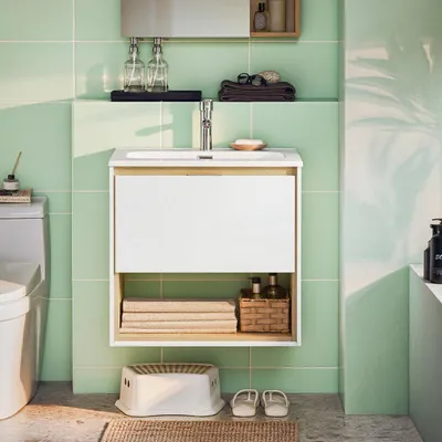 Immagine prodotto di Mobile da bagno - Mobile a parete - Mobile lavabo - Mobile sotto lavabo - Set di mobili da bagno - Lavabo in Vetroceramica