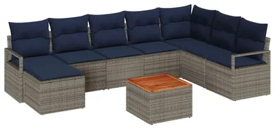 Produktbild von vidaXL Gartensofa-set 9 stk. Grau Poly-Rattan