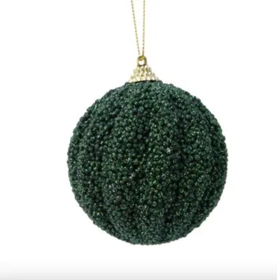 Produktbild von Kaemingk Runde Luxus verzierte Weihnachtskugel, Tanne Grün, mit Glitter