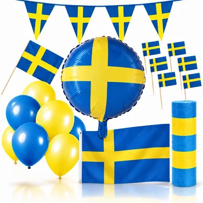 Produktbild von Schweden Party Deko Set 74 tlg. Partyset blau gelb Partydeko