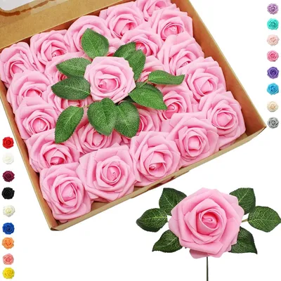 Produktbild von Kunstblumen Rose – Seidenrosen – Künstliche Blumen – Für Blumensträuße und Dekoration – Rosa