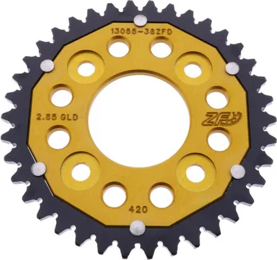 Zdjęcie produktu dla ZF Crown 38 Teeth Pitch 420 Gold Black Dual ZFD-13055-38-GLD do Hondy