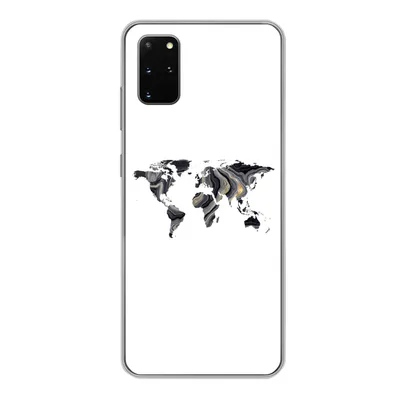 Produktbild von MuchoWow® Handyhülle Schutzhülle Hülle für Samsung Galaxy S20 Plus Weltkarte - Gold - Linie Silikon Softcase Handy Hülle - Hartschale