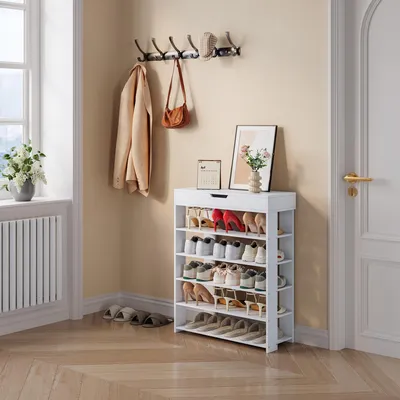 Obrázek produktu pro Botník „Boppeelo“ se zásuvkou 94 x 75 x 30 cm 5 polic Bílá