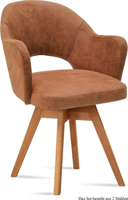 Produktbild von Armlehnstuhl drehbar (2er-Set) Dosya 59x87x61 Eiche geölt/Cognac