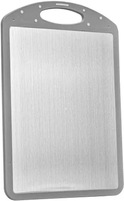 Obrázok produktu pre Uniqoos® rezacie dosky z nehrdzavejúcej ocele a plastu, obojstranné, 38 x 26,5 cm – hygienické a všestranné na mäso, ovocie a zeleninu, vhodné do profesionálnych aj domácich kuchýň